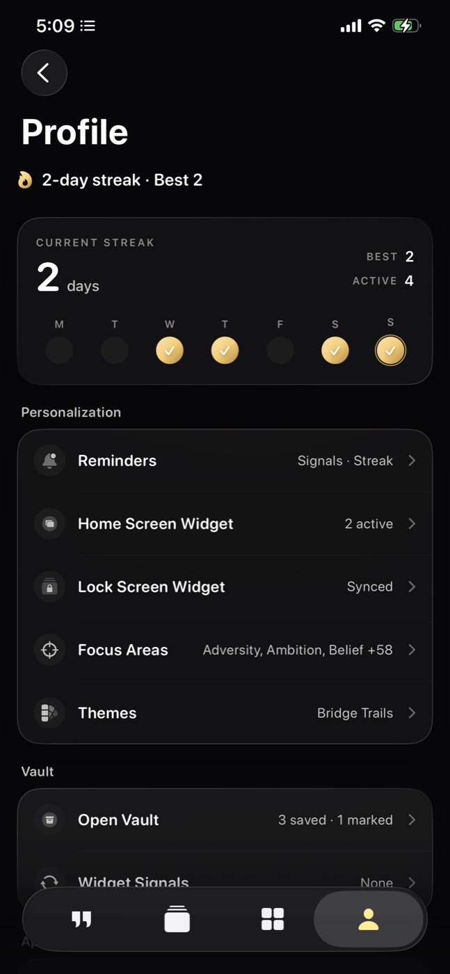 Become Profile screen showing streak status